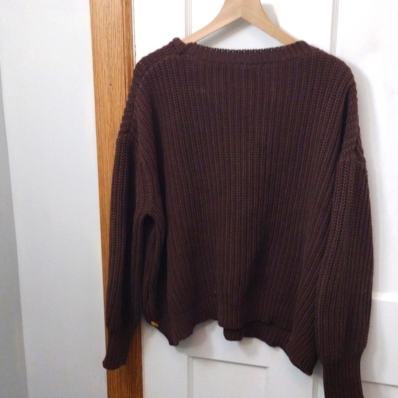 Goumi Women's Chunky Knit Sweater Size S/M Bark Brown 100% Organic Cotton - Picture 5 of 8